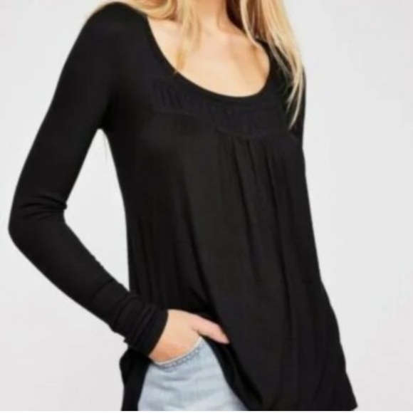 Free People Black Long Sleeve Flowy Top - Picture 5 of 9